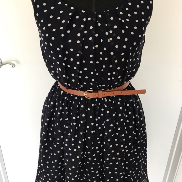 Polkadot Dress Navy Blue, - Picture 2 of 4